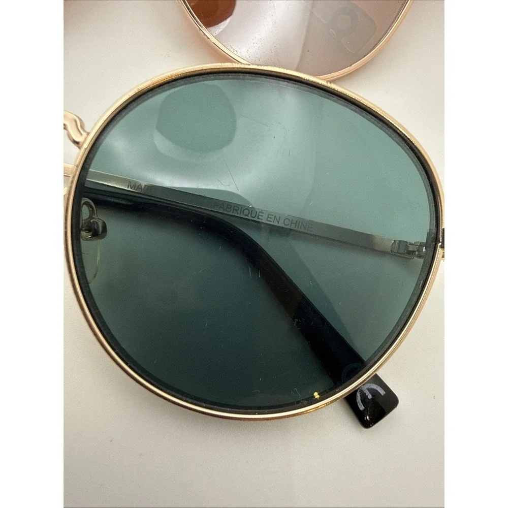 Lot of 2 pairs American Eagle Authentic Sunglasses- Gold round frames Limited